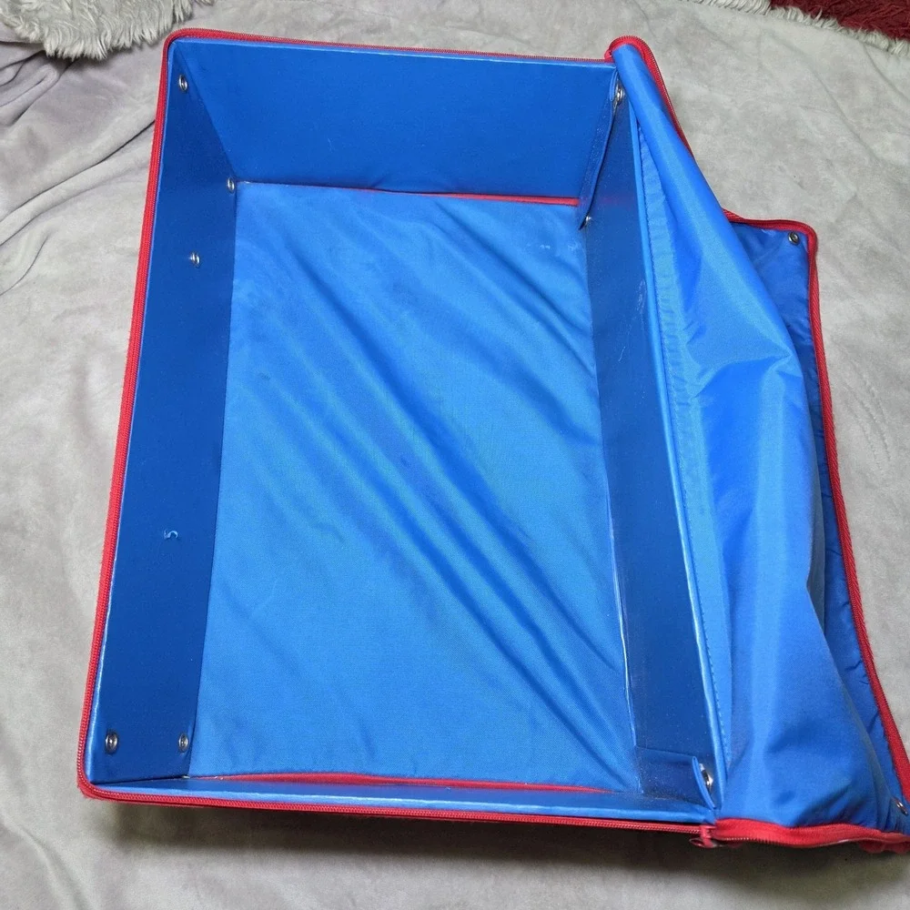 Vintage OshKosh Kids Red Blue Travel Suitcase Storage Organizer Bag 90s 80s